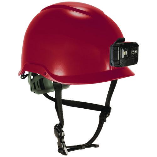 Picture of Skullerz 8976LED Class E Safety Helmet with LED Light, 6-Point Ratchet Suspension, Red