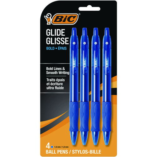 Glide+Bold+Ballpoint+Pen%2C+Retractable%2C+Bold+1.6+Mm%2C+Blue+Ink%2C+Translucent+Blue+Barrel%2C+4%2Fpack