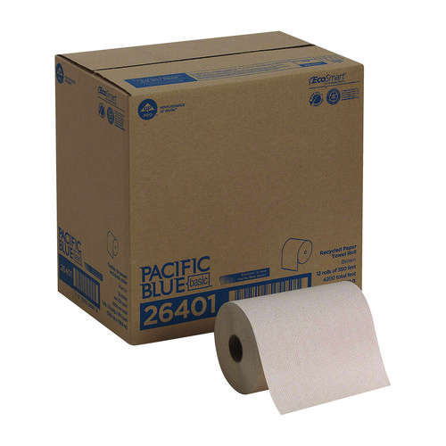 Pacific+Blue+Basic+Nonperforated+Paper+Towels%2C+1-Ply%2C+7.88+x+350+ft%2C+Brown%2C+12+Rolls%2FCarton