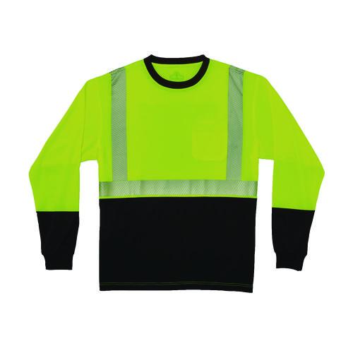 Picture of GloWear 8281BK Class 2 Long Sleeve Shirt with Black Bottom, 6X-Large Long, Lime