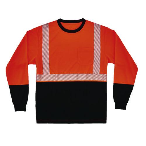 Picture of GloWear 8281BK Class 2 Long Sleeve Shirt with Black Bottom, Large Long, Orange