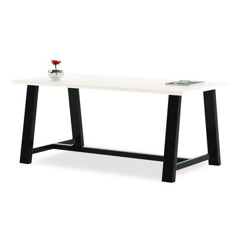 Picture of Midtown Dining Table with Four Sky Blue Kool Series Chairs, 36 x 72 x 30, Designer White