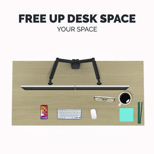 Picture of Platinum Series Dual Monitor Arm for 27" Monitors, 360 deg Rotation, +85 deg/-20 deg Tilt, 360 deg Pan, Black, Supports 20 lb