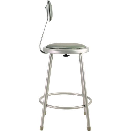 Picture of 6400 Series Heavy Duty Vinyl Padded Steel Stool With Backrest, Supports Up to 500 lb, 24" Seat Height, Gray Seat, Gray Base