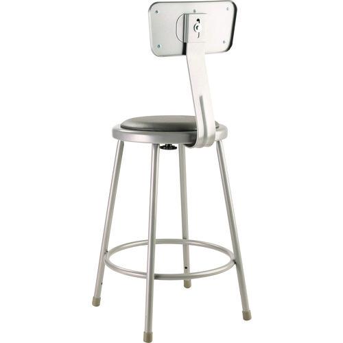 Picture of 6400 Series Heavy Duty Vinyl Padded Steel Stool With Backrest, Supports Up to 500 lb, 24" Seat Height, Gray Seat, Gray Base