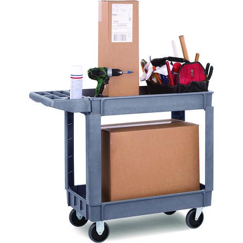 Picture of Two-Shelf Utility Cart, Plastic, 2 Shelves, 500 lb Capacity, 17.25" x 40" x 33.5", Gray
