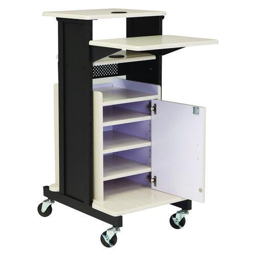 Picture of Premium Plus Presentation Cart with Storage Cabinet, 18 x 30 x 40.5, Ivory/Black