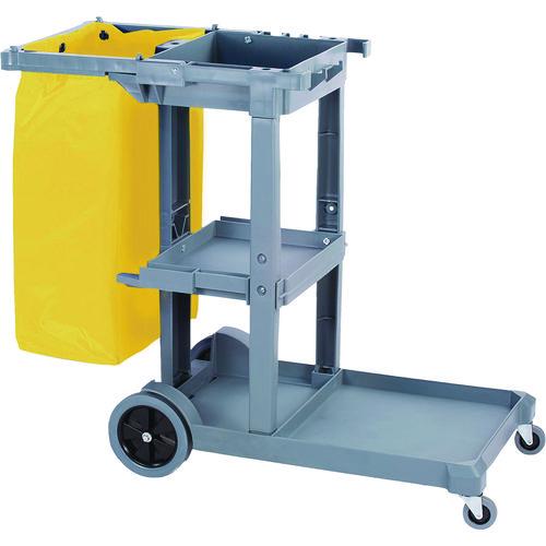 Picture of Janitor's Cart, Plastic, 4 Shelves, 1 Bin, 19" x 45" x 39", Gray