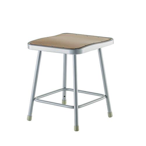 Picture of 6300 Series Heavy Duty Square Seat Steel Stool, Backless, Supports Up to 500 lb, 17.5" Seat Height, Brown Seat, Gray Base