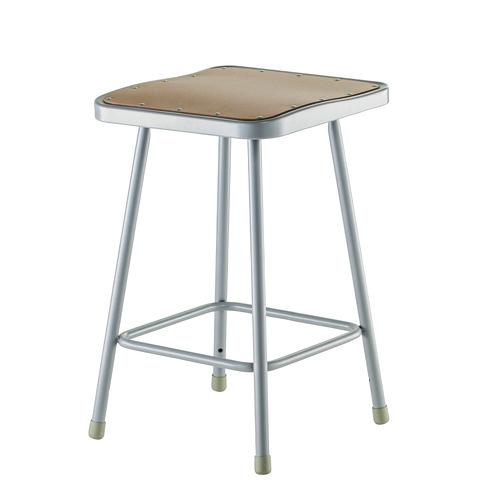 Picture of 6300 Series Heavy Duty Square Seat Steel Stool, Backless, Supports Up to 500 lb, 23.25" Seat Height, Brown Seat, Gray Base