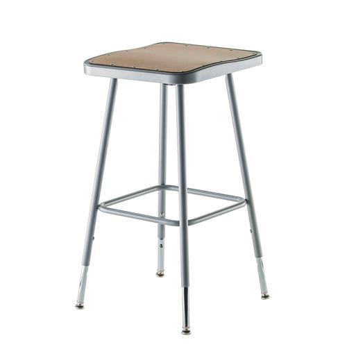 Picture of 6300 Series Height Adjust Heavy Duty Square Seat Steel Stool, Backless, 500lb, 23.75" to 31.75" Height, Brown Seat, Gray Base