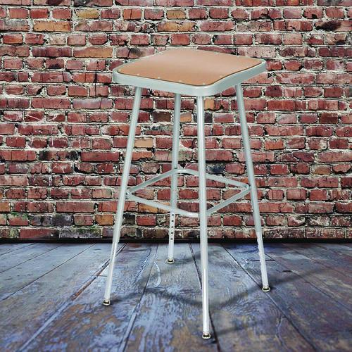 Picture of 6300 Series Height Adjust Heavy Duty Square Seat Steel Stool, Backless, 500lb, 23.75" to 31.75" Height, Brown Seat, Gray Base