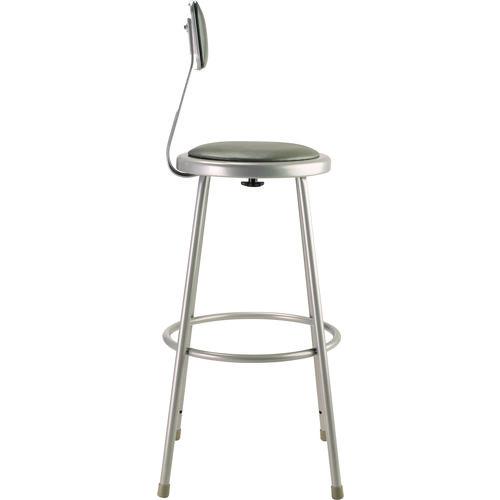 Picture of 6400 Series Heavy Duty Vinyl Padded Stool With Backrest, Supports 500 lb, 30" Seat Height, Gray Seat, Gray Back, Gray Base
