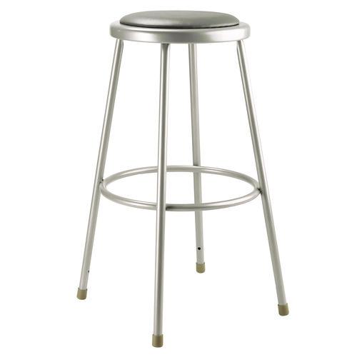 Picture of 6400 Series Fixed Height Heavy Duty Vinyl Padded Steel Stool, Backless, Supports 500 lb, 30" Seat Height, Gray Seat/Base