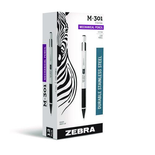 Picture of M-301 Mechanical Pencil, 0.7 mm, HB (#2), Black Lead, Silver/Black Barrel