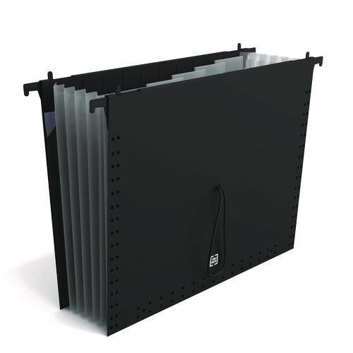 Picture of Moisture-Resistant Hanging Pocket File, 7 Sections, 1/5-Cut Tabs, Letter Size, Black