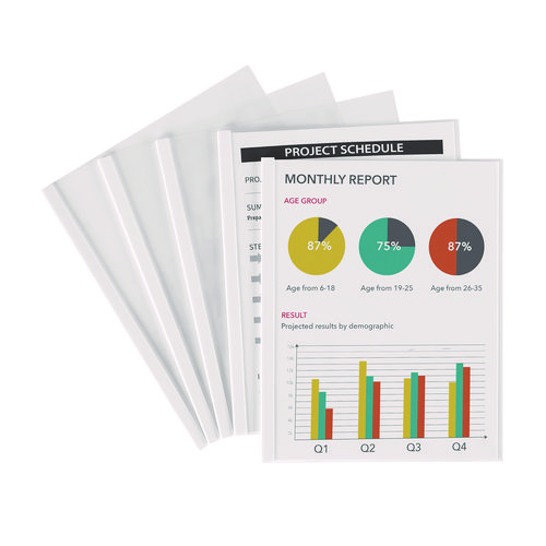 Slide+Locking+Report+Cover%2C+Sliding+Bar%2C+20+Sheet+Cap%2C+11+x+8.5%2C+Clear%2C+50%2FPack