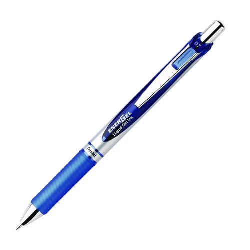Picture of EnerGel RTX Gel Pen, Retractable, Medium 0.7 mm, Blue Ink, Blue/Silver Barrel, 3/Pack