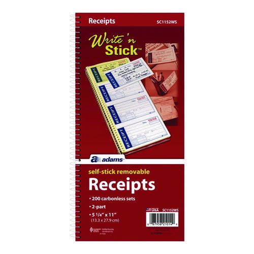 Write+%26apos%3Bn+Stick+Receipt+Book%2C+Two-Part+Carbonless%2C+4.75+x+2.75%2C+4+Forms%2FSheet%2C+200+Forms+Total