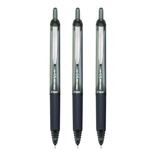 Picture of Precise V7RT Rollerball Pen, Retractable, Fine 0.7 mm, Black Ink, Black Barrel, 3/Pack