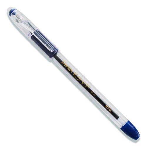 Picture of R.S.V.P. Ballpoint Pen, Stick, Medium 1 mm, Blue Ink, Clear/Blue Barrel, Dozen