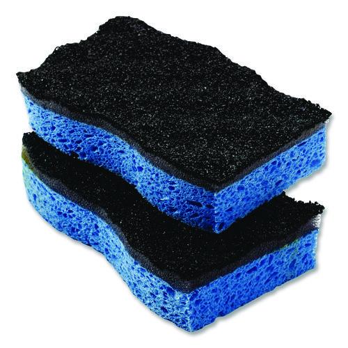 Picture of Scrunge Heavy-Duty Sponge, 2.63" x 4.25", 1" Thick, Black/Blue, 2/Pack