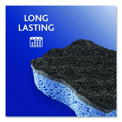Picture of Scrunge Heavy-Duty Sponge, 2.63" x 4.25", 1" Thick, Black/Blue, 2/Pack