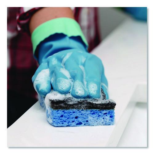 Picture of Scrunge Heavy-Duty Sponge, 2.63" x 4.25", 1" Thick, Black/Blue, 2/Pack