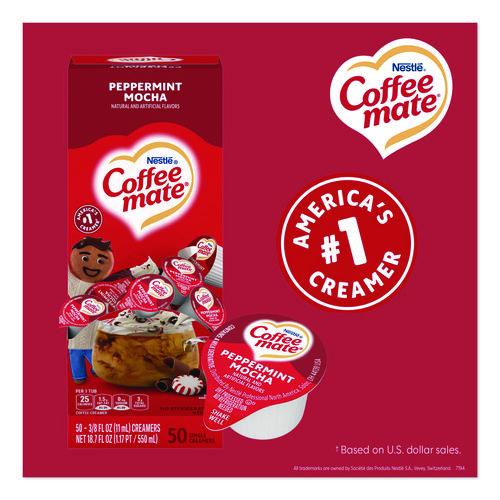 Picture of Liquid Coffee Creamer, Peppermint Mocha, 0.38 oz Mini Cups, 50/Box