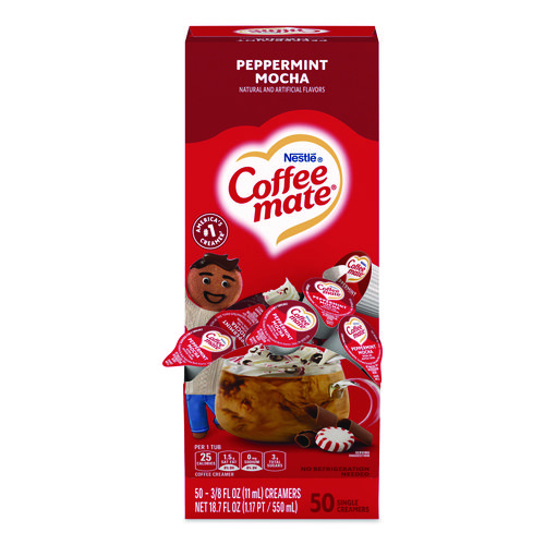 Liquid+Coffee+Creamer%2C+Peppermint+Mocha%2C+0.38+Oz+Mini+Cups%2C+50%2Fbox