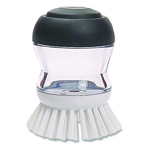 Picture of Good Grips Soap Dispensing Palm Brush, Whie Nylon Bristles, 4" Brush, Clear/Black Handle