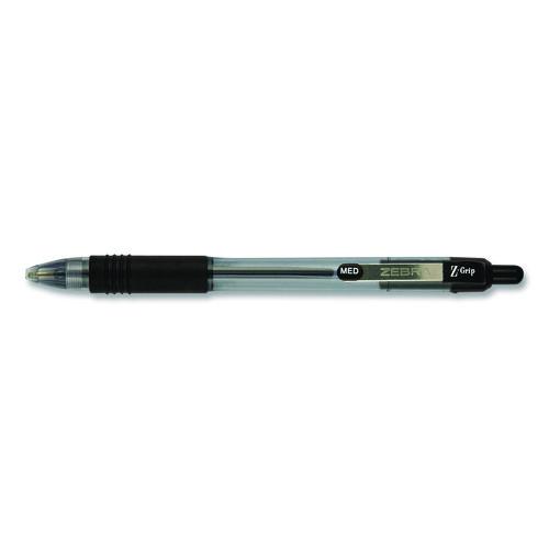Picture of Z-Grip Ballpoint Pen, Retractable, Medium 1 mm, Black Ink, Clear/Black Barrel, 18/Pack