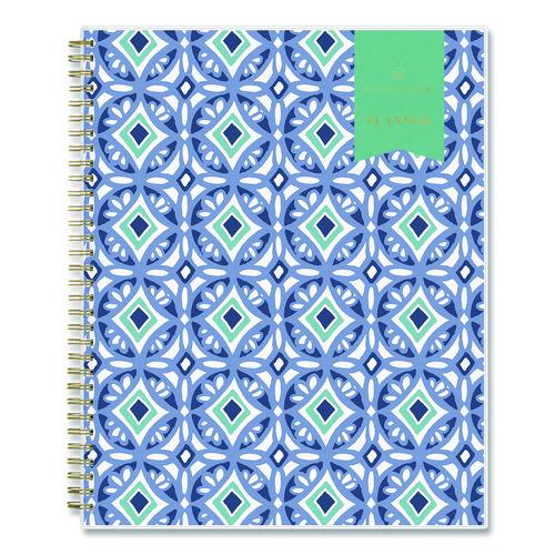 Picture of Day Designer Tile Weekly/Monthly Planner, Geometric Artwork, 11 x 8.5, Blue/White Cover, 12-Month (Jan to Dec): 2025