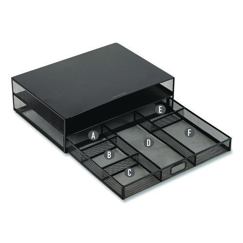 Picture of Multi-Tier Monitor Stand with 25-Piece Office Supplies Starter Pack, 15.75" x 11.75" x 4.5", Black, Supports 30 lb