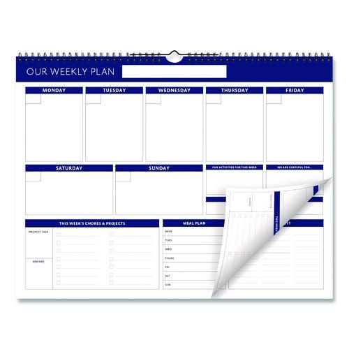 Picture of Weekly Family Planner, 17 x 13, White/Blue Sheets, 52 Weeks: Undated