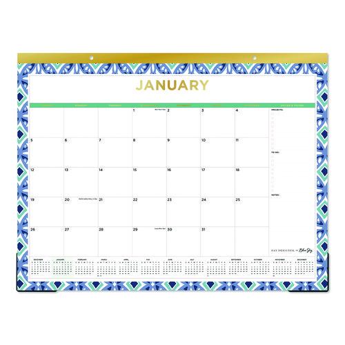 Picture of Tile Desk Pad Calendar, Geometric Artwork, 22 x 17, White Sheets, Gold Headband, Clear Corners, 12-Month (Jan to Dec): 2025