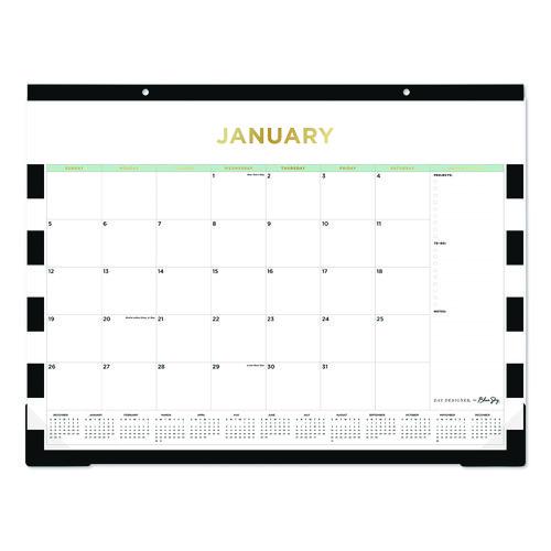 Picture of Day Designer Rugby Stripe Desk Pad Calendar, 22 x 17, White/Black Sheets, 12-Month (Jan to Dec): 2025