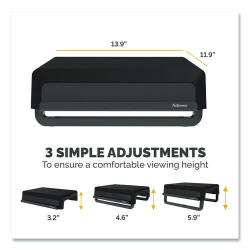 Picture of Breyta Monitor Stand, 13.94" x 11.97" x 3.25" to 6", Black, Supports 33 lbs