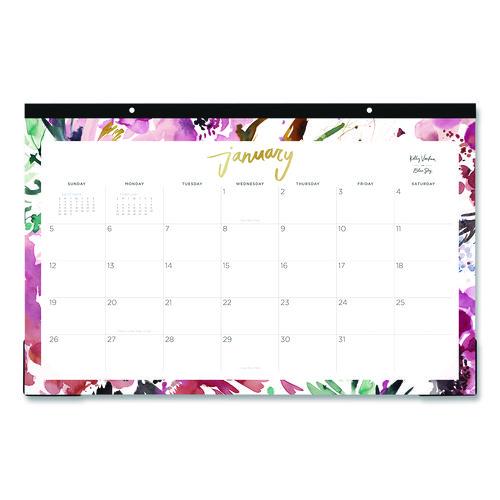 Picture of Kelly Ventura Magenta Bloom Desk Pad Calendar, Floral Artwork, 17 x 11, White/Multicolor Sheets, 12-Month (Jan to Dec): 2025