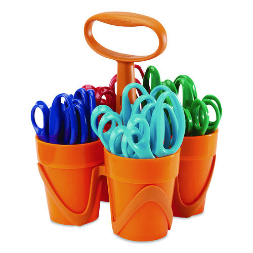 Classpack+Scissors+Caddy%2C+Pointed+Tip%2C+5%26quot%3B+Long%2C+1.6%26quot%3B+Cut+Length%2C+Straight+Asst+Color+Handles%3A+Blue%2FGreen%2FLt+Blue%2FRed%2C+24%2FSet