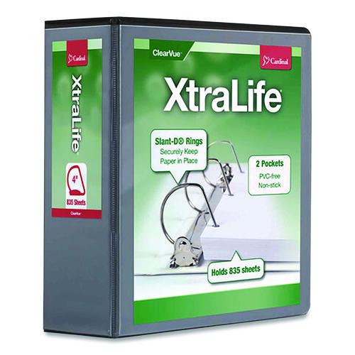 Picture of XtraLife ClearVue Non-Stick Slant-D Ring Binder, 3 Rings, 4" Capacity, 11 x 8.5, Black
