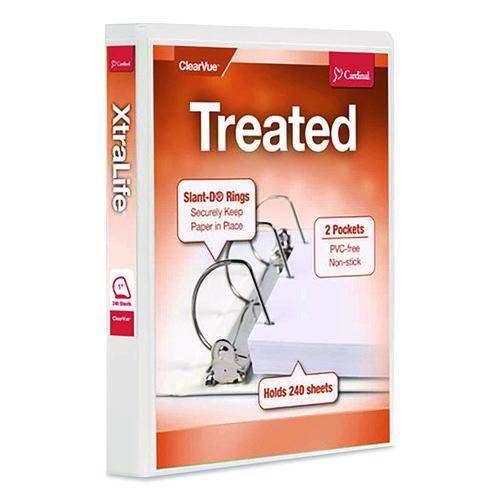 Picture of Treated ClearVue Locking Slant-D Ring Binder, 3 Rings, 1" Capacity, 11 x 8.5, White