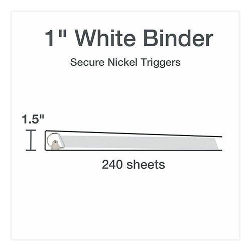 Picture of Treated ClearVue Locking Slant-D Ring Binder, 3 Rings, 1" Capacity, 11 x 8.5, White