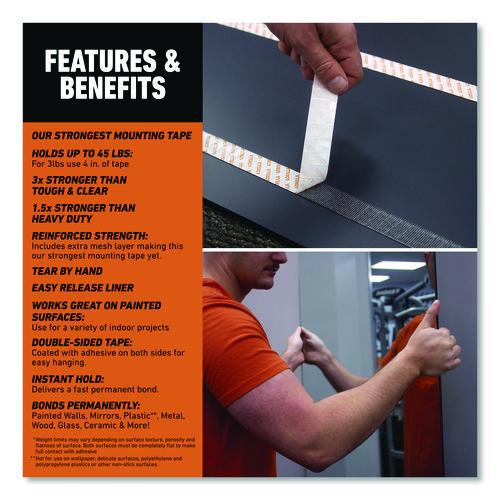 Picture of Max Strength Mounting Tape, Permanent, Holds Up to 45 lb (3 lbs per 4 in), 1 x 60, Black