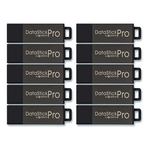 Picture of DataStick Pro USB 2.0 Type A Flash Drive, 16 GB, Gray, 10/Pack