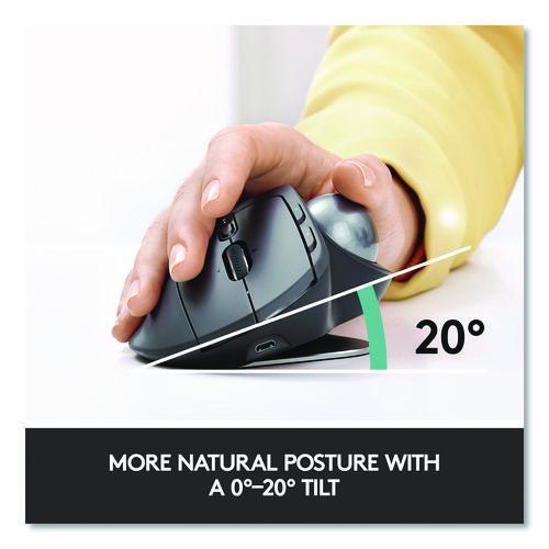 Picture of MX Ergo Plus Advanced Wireless Trackball Mouse, 2.4 GHz Frequency/33 ft Wireless Range, Right Hand Use, Black