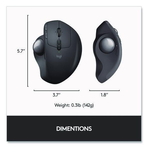Picture of MX Ergo Plus Advanced Wireless Trackball Mouse, 2.4 GHz Frequency/33 ft Wireless Range, Right Hand Use, Black