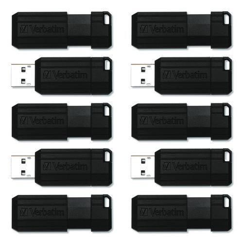 Pinstripe+USB+2.0+Flash+Drive%2C+64+GB%2C+Black%2C+10%2FPack