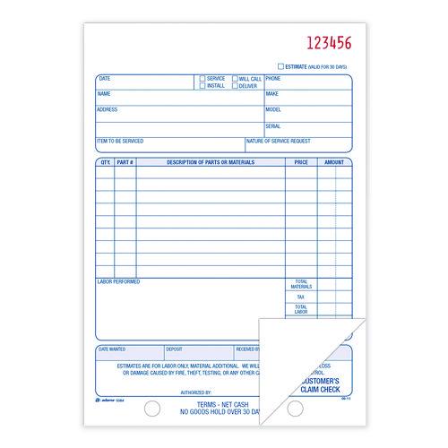 Picture of Multipart Repair Order Pad, Two-Part Carbonless, 5.56 x 7.94, 50 Forms Total