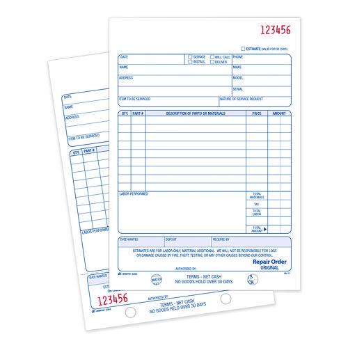 Picture of Multipart Repair Order Pad, Two-Part Carbonless, 5.56 x 7.94, 50 Forms Total